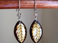Little Cream Leaf Earrings Pysanky Eggshell Jewelry by So Jeo : pysanky pysanka ukrainian easter egg batik art eggshell jewelry pendants earrings drop dangle etched flowers gift women accessories accessory pendant necklace bail crystal finding sterling silver filled sojeo flowers celtic purple white red pink brown green purple orange cream burgundy magenta teal turqoise crows crow blue black so jeo art handmade
